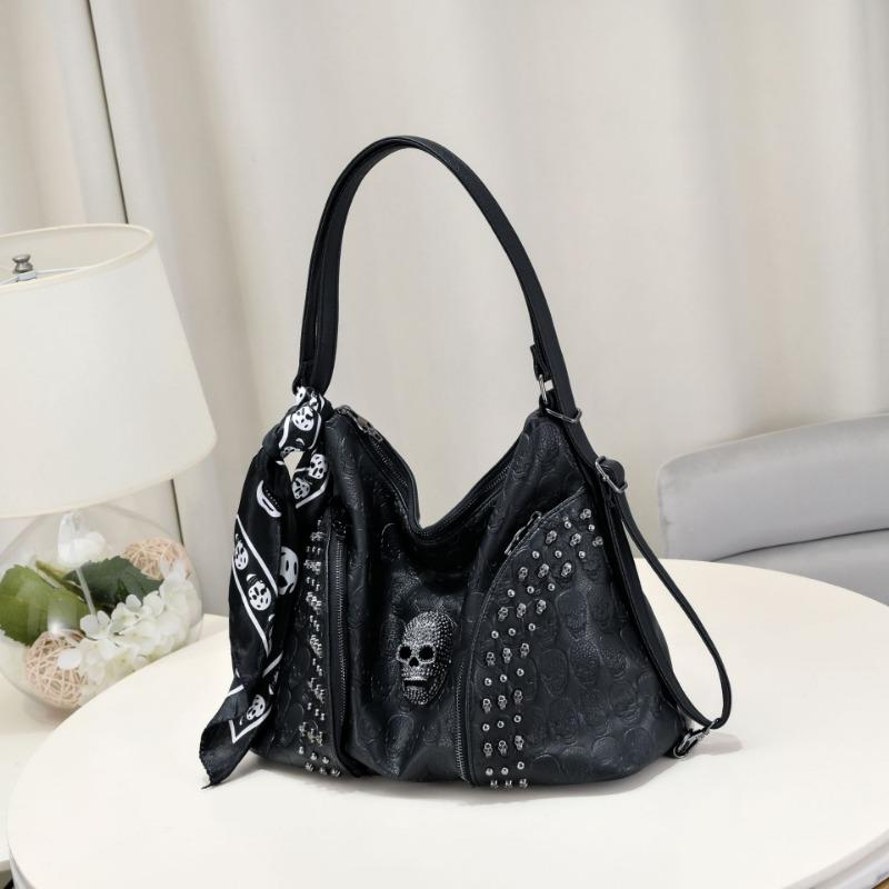 Borse a Spalla Steampunk da Donna, Y2K Hot Girl Teschio Borchie Borsa Portaoggetti Portamonete, Borsa a Tracolla Decorativa Trend Rock Riding