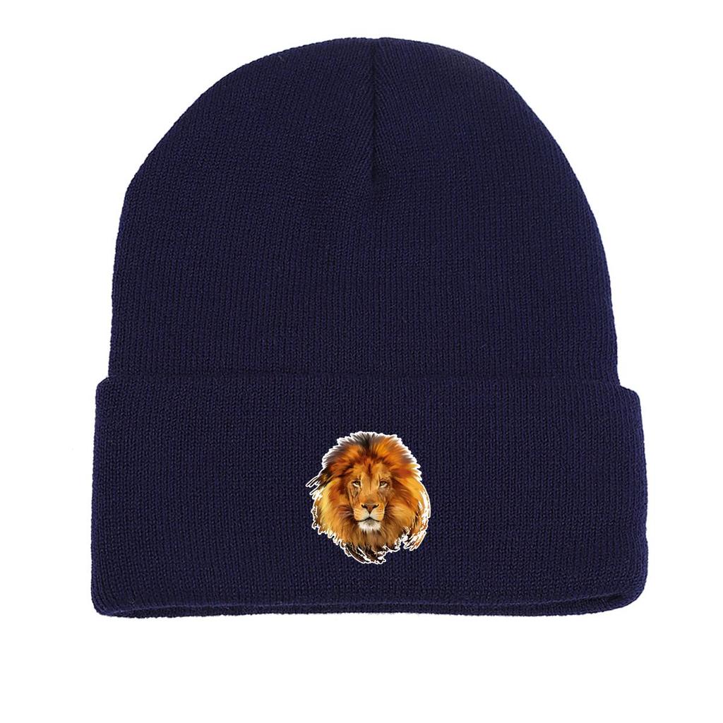 Mütze Damen Strickmützen Löwendruck Mützen Herren Damen Mütze Kopfbedeckung Skullies Beanies Einfarbige Leichte Winddichte