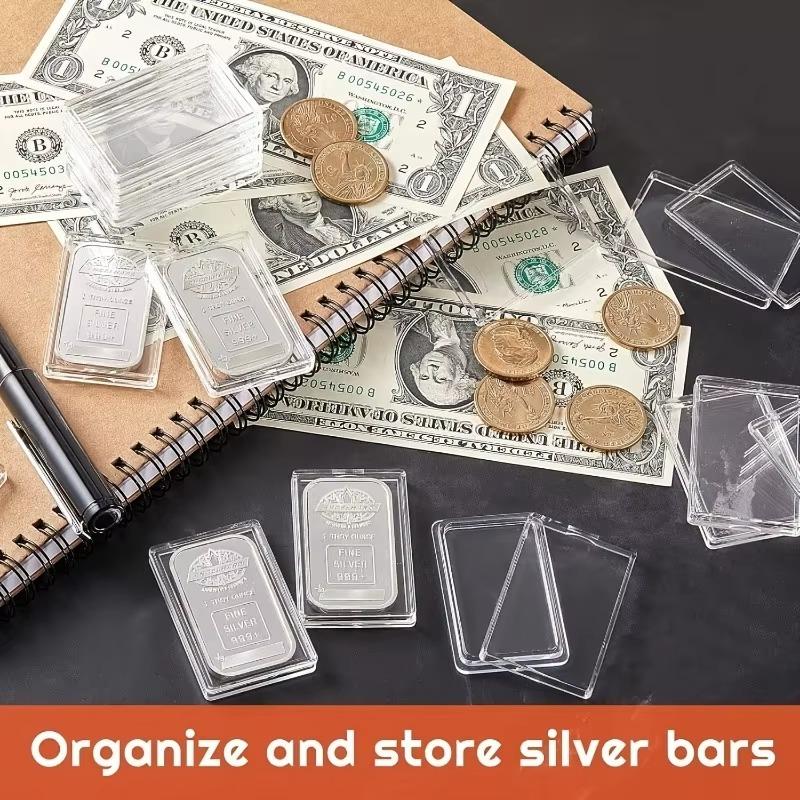 50pc 1-ounce Silvery Rod Stand Transparent Acrylic Storage Container for Silvery Rod Box Coin Collection Box Commemorative Coins