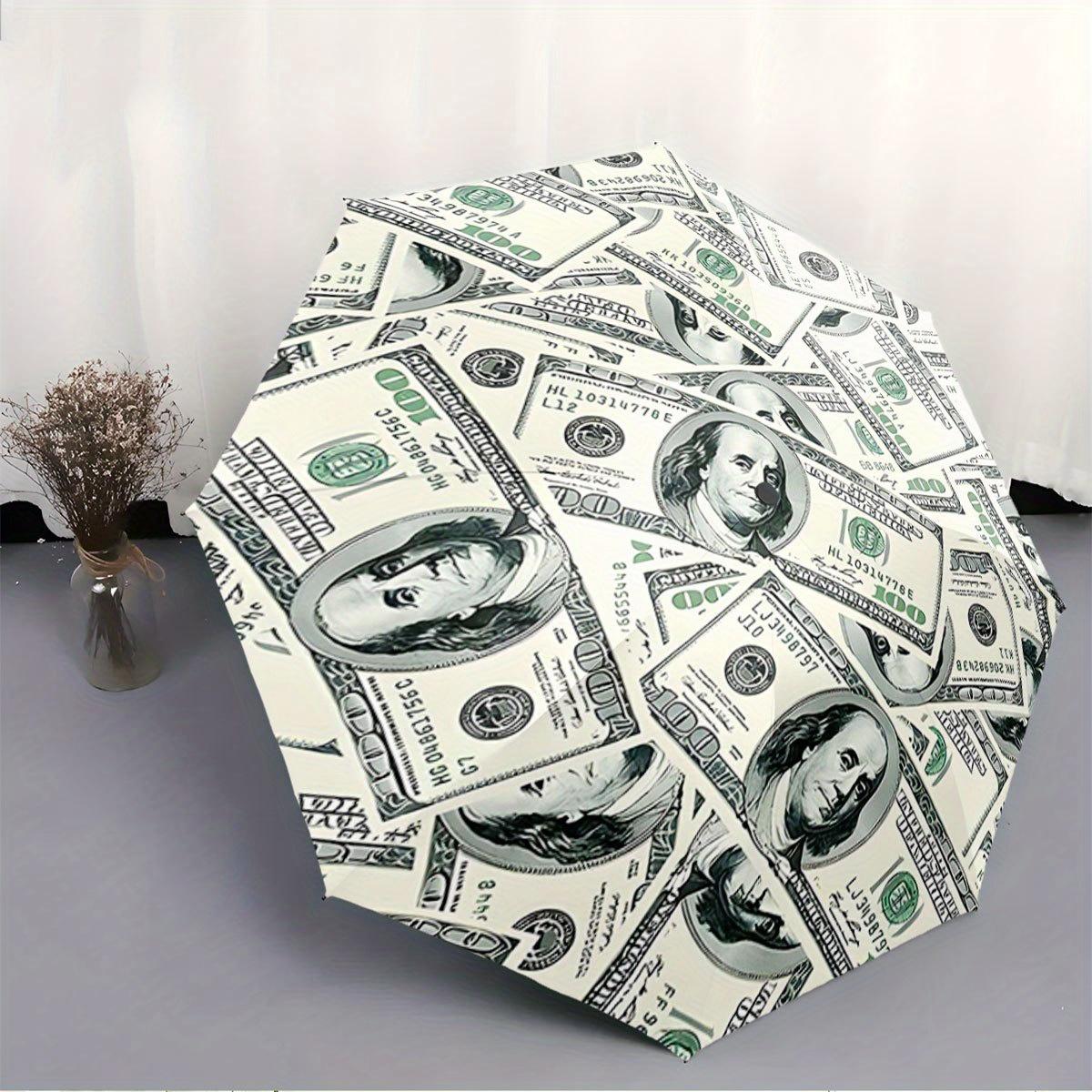 

Automatic Open/Close Umbrella with US Dollar Bill Design - Folding Umbrella, Compact Travel Umbrella, Birthday/Christmas Gift Iron&8K