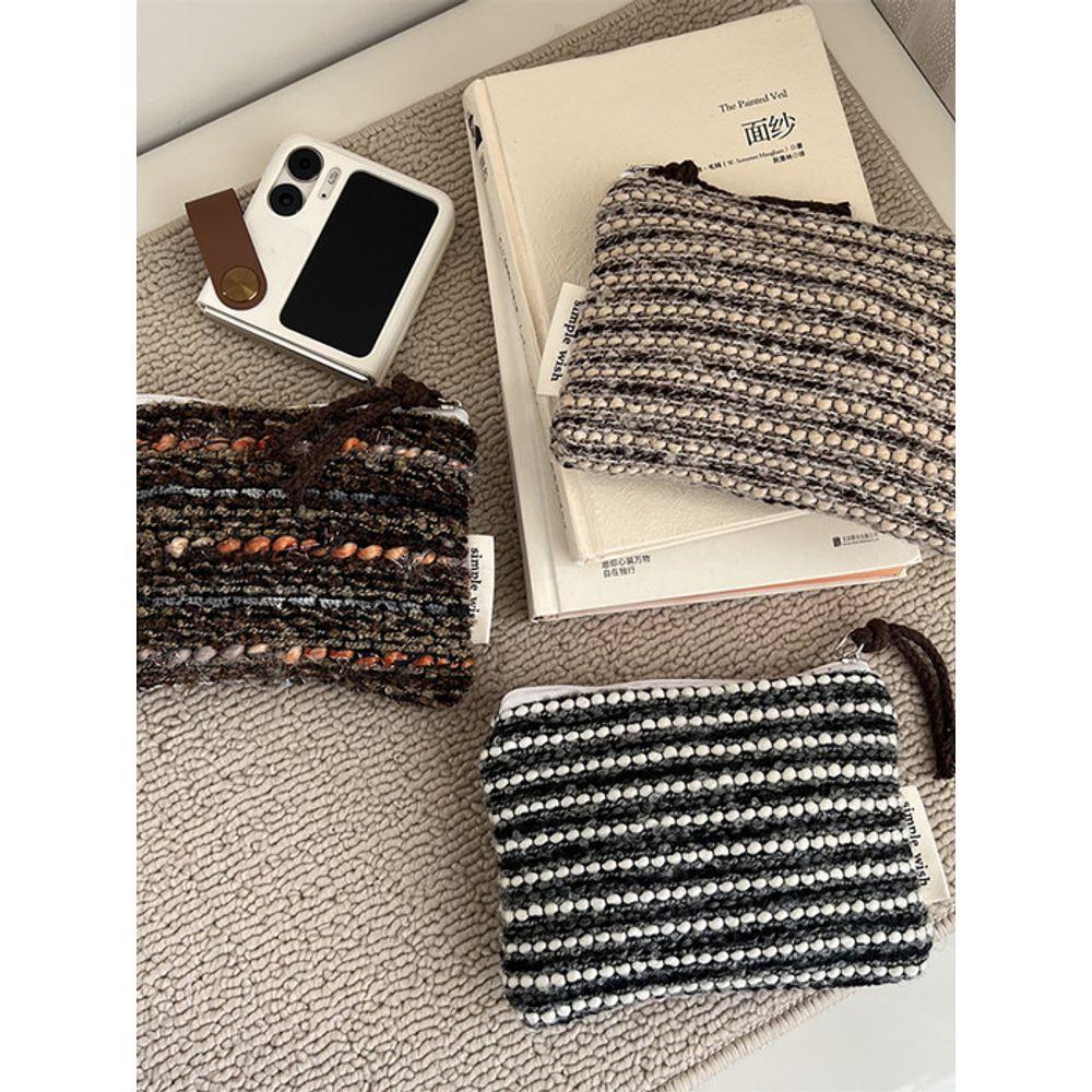 Briskstyle Vintage Check Striped Cloth Coin Purse Card Holder Pouch Keyring