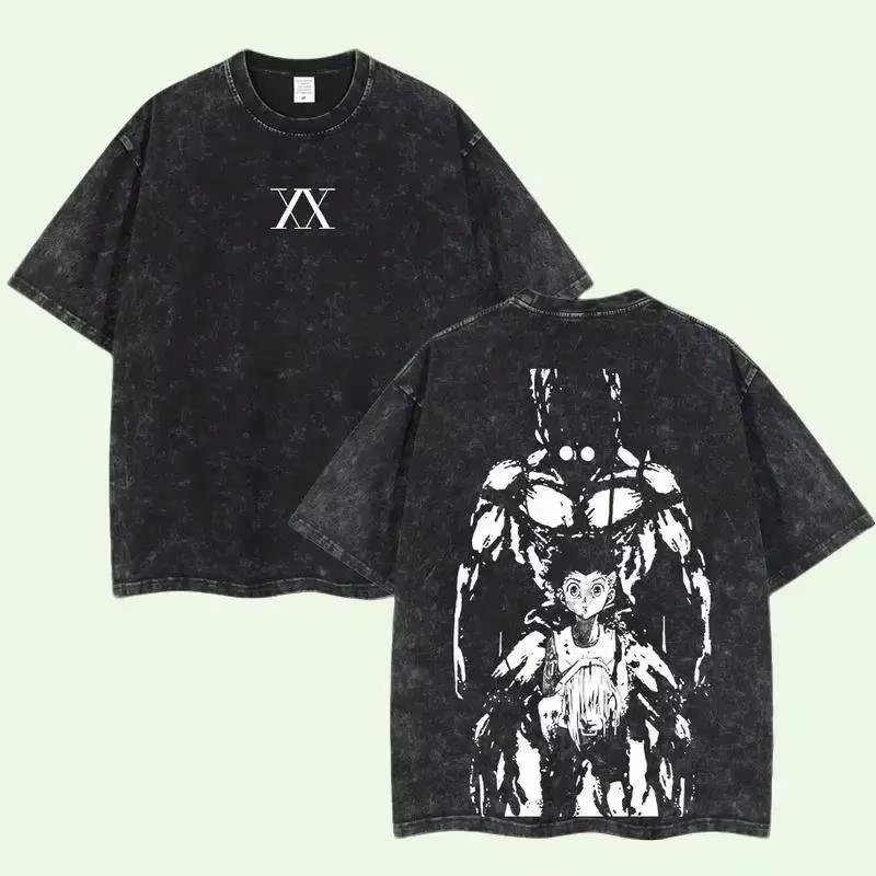 

Gon Freecss Print Tshirt Hunter x Hunter Anime Clothing Men Women Short Sleeve Cotton Top Retro Washed Tee Harajuku Tee M