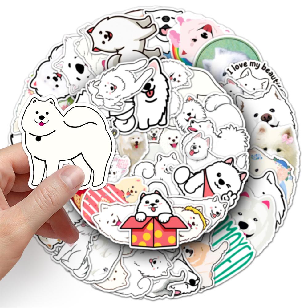 10/30/50pcs Kawaii Cute Samoyed Cartoon Stickers Cute Animal Dog Sticker DIY Water Bottle Phone Case Suitcase Decals Decoration