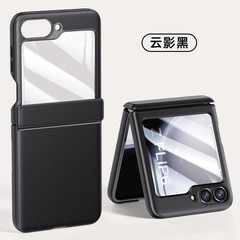 Skin-sensitive Leather Spring Hinge Is Suitable for Samsung Zflip6 Mobile Phone Case All-inclusive New Galaxy 6 Generation Business Woman 6