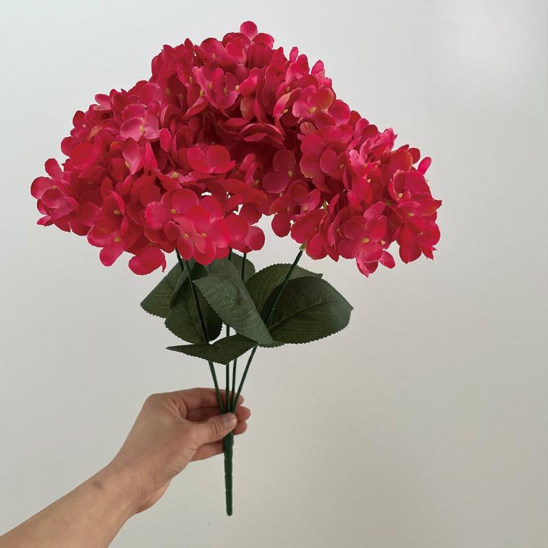 Simulation 5 Heads French Hydrangeas Branch Silk Fake Flowers Restaurant Decoration Champagne Hydrangea Artificial Flower