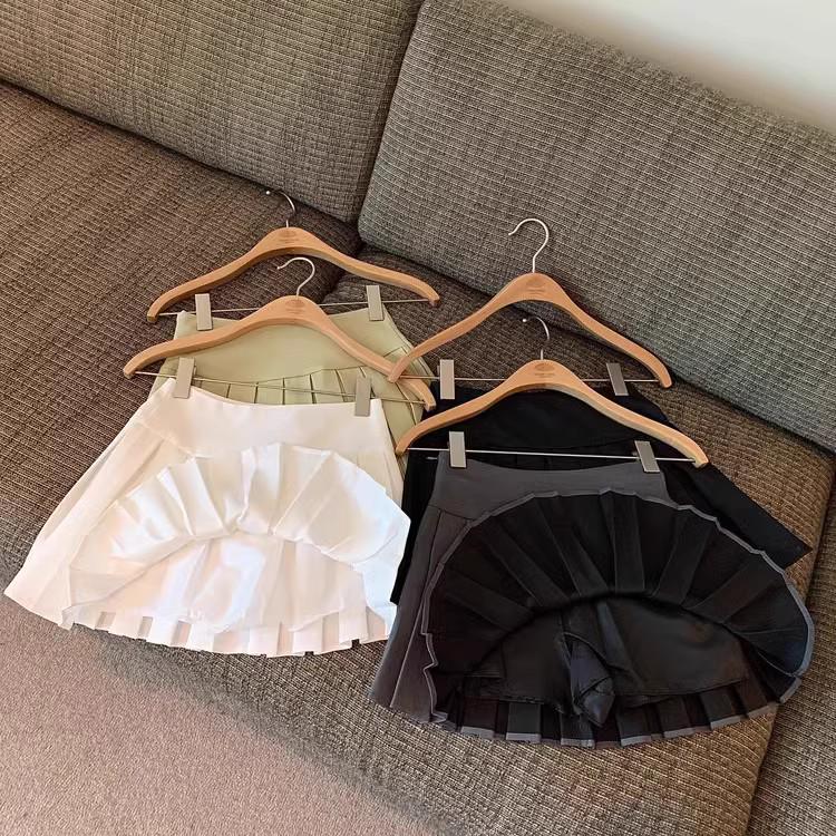 Spring & Autumn 2025 Girls' High-Waist A-line Pleated White Skirt - Size 6 Miniskirt