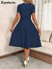 Summer New Fashion Polka Dot Women's Dress Sexy V-Neck Pleated Short Sleeve Floral Dress