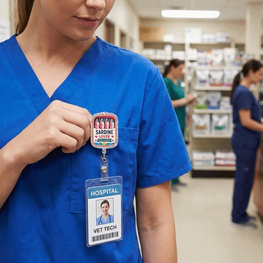 360° Swivel Retractable ID Card Holder Glitter Acrylic Badge Reel Nurse Badge Reel Hospitals