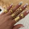 Edelstahl Sommer Meeresmuschel Schnecke Krabbe Blume Fingerringe für Damen Herren Strand Schmetterling Floral Geometrisch Ring Schmuck