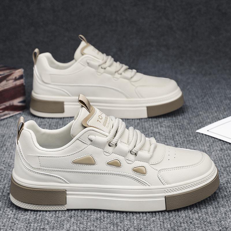 

2025 new trend versatile autumn leather casual white shoes men s work non-slip sports tide board shoes men s shoes 44