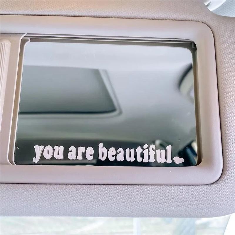 The Text Car Stickers You Are Beautiful Interior Decoration Rear View Mirror Fashion Stickers Creative Sport Pvc Vinyl Decals