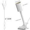 Pispoer E26 Bulb Socket, Clip-on Light Socket, Suitable for Grow Lights, 1.65 Meter Cord with Switch, 13.5 cm Neck Tube (White)
