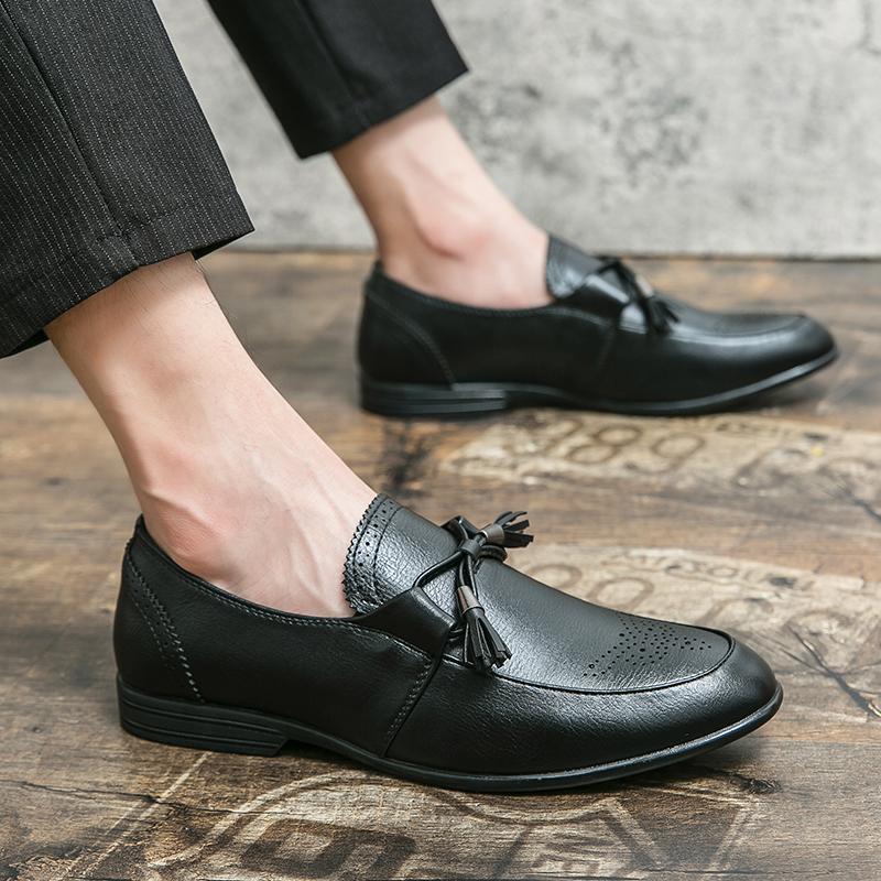 High Quality Leather Men Tassel Loafers Dress Shoes Slip On Male Shoes Casual Shoes Man Party Wedding Footwear Big Size 38-47