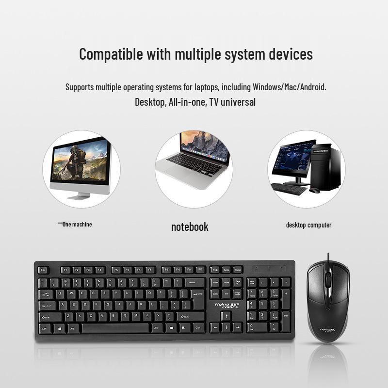 Yangcai K-8605 Kabelgebundene USB Desktop-Tastatur und K-602 Maus-Set für den Heim- und Bürogebrauch