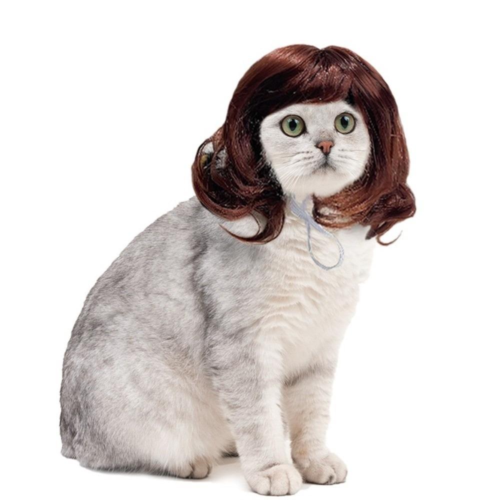 Adjustable Cat Short Curly Hair Lightweight Pet Costume Wigs Pet Wigs Photography Props