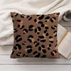 Brown Leopard Print Design Cushion Cover Short Plush DoubleSided Printing Home Machine Washable in Warm Winter Pillow Cover