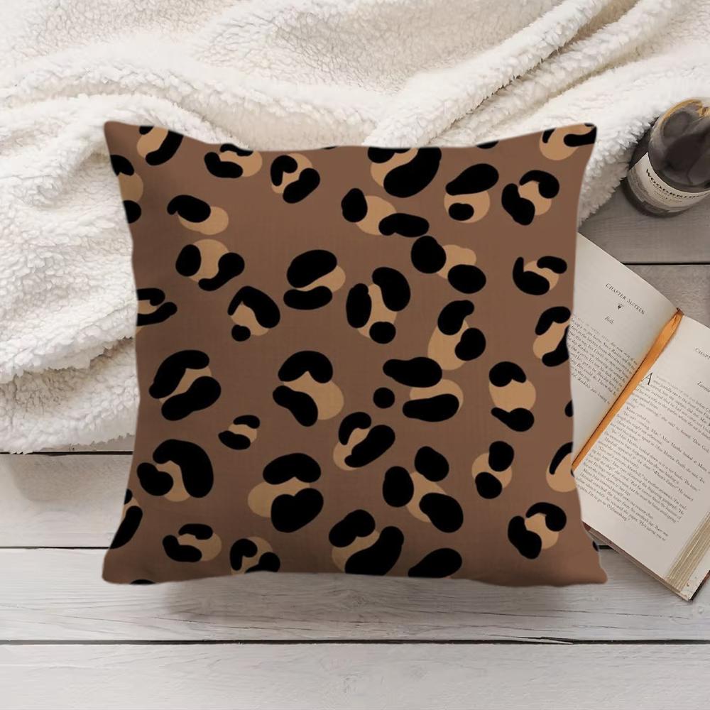 Brown Leopard Print Design Cushion Cover Short Plush DoubleSided Printing Home Machine Washable in Warm Winter Pillow Cover