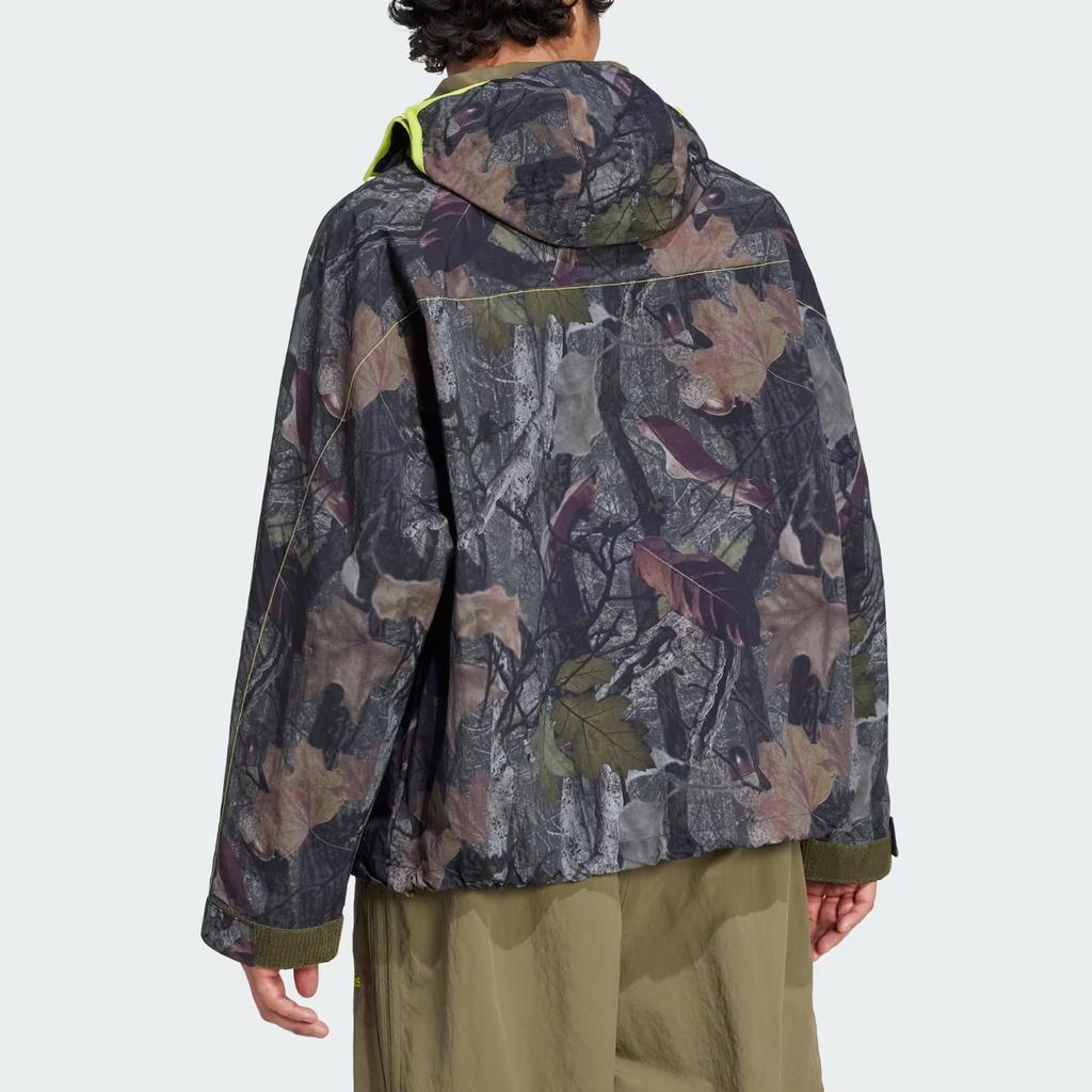 adidas Logo Camouflage Loose Fit Hooded Long Sleeve Jacket Men Jacket Olive-Green JD5417