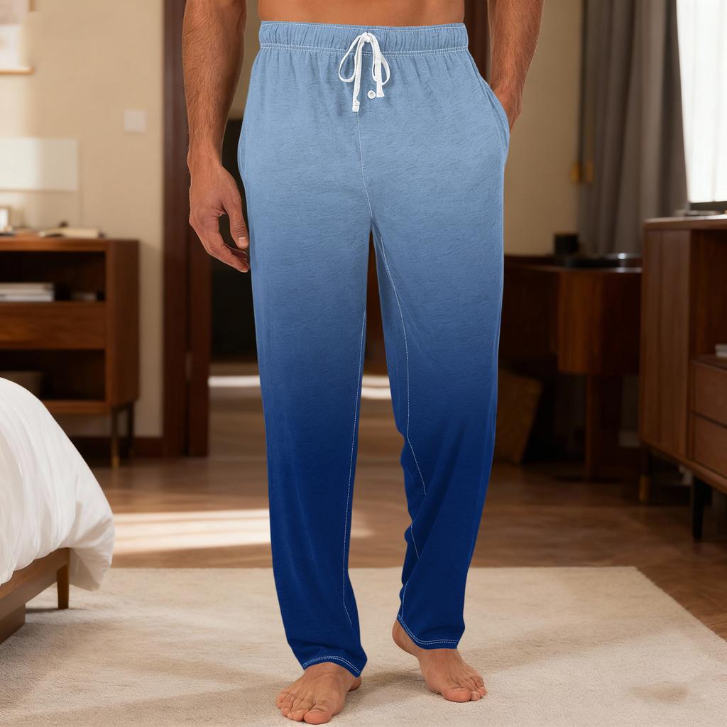 Herrenhose mit einfarbiger Strickhose mit Taschen, legere Home-Pyjama-Hose