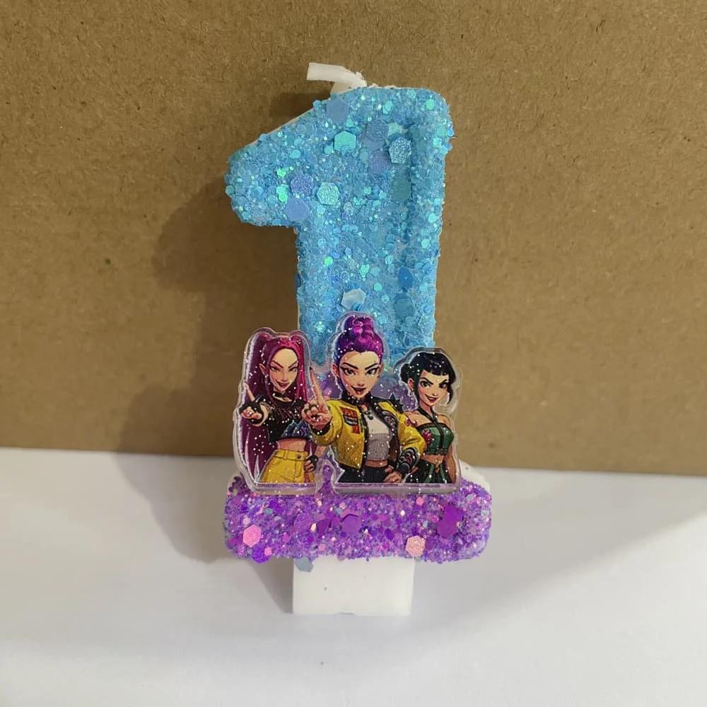 Kpop Demon Hunters Theme Candle 3D Number 0-9 Kids Birthday Cake Decoration Baby Shower Anime Party Accessories Gifts