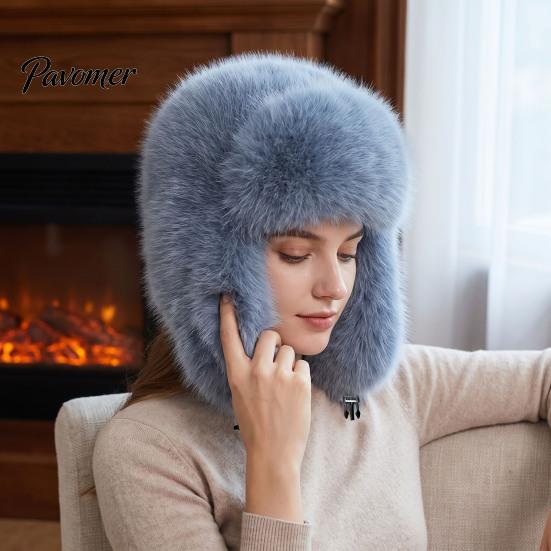 Cozy Outdoor Sports Cap Faux Fur Trapper Hat, Fuzzy Winter Hat with Ear Flaps, Fleece Fashionable Headwear Lined Windproof Ushanka for Women