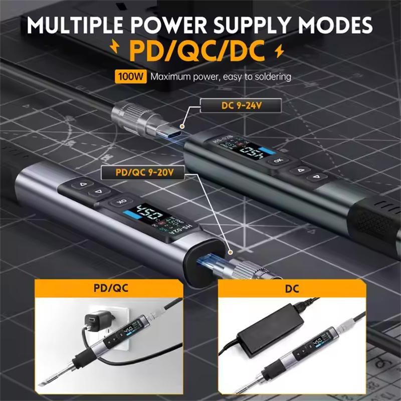 HS-02 Soldering Iron 100W Max Fast Portable Intelligent Electric Soldering Iron With Screen Display Smart Rapid Heating