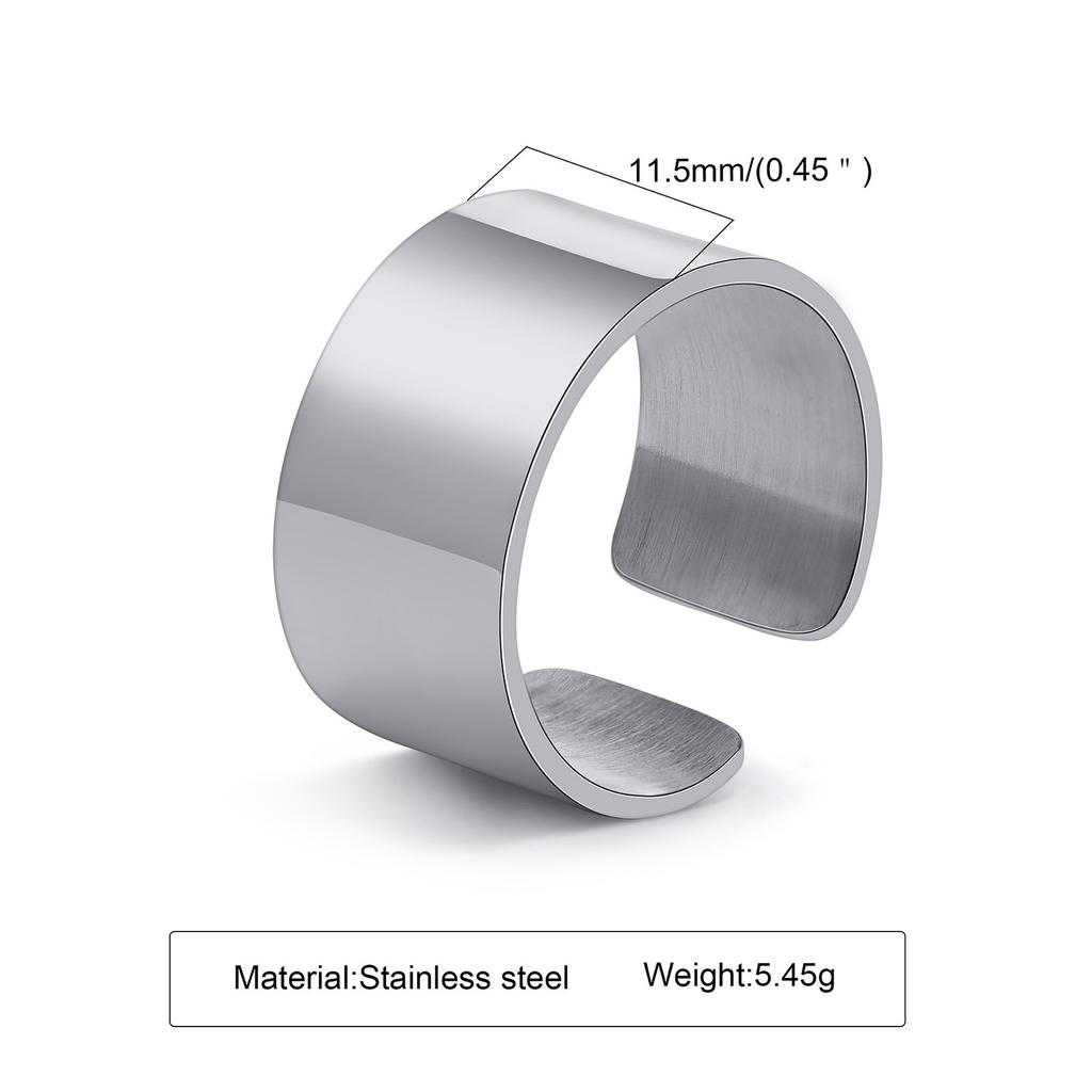 6/8/11,5MM Manschettenring für Männer Jungen,Wasserdichte Edelstahlringe Fingerband,Einfach Schlicht Klassisch Basic Punk Offener Ring