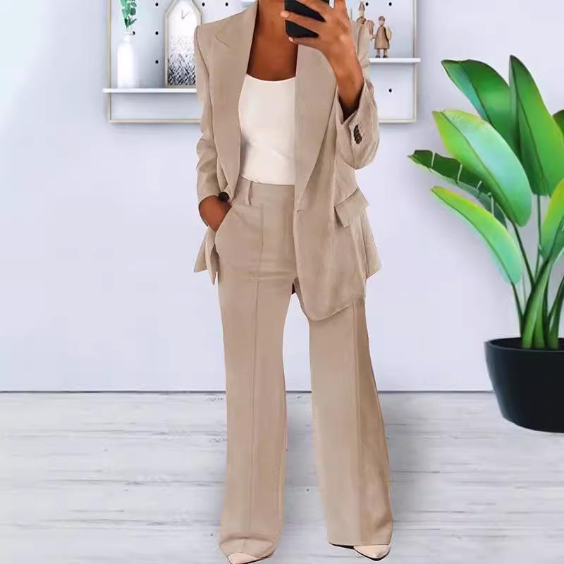 Cardigan aderente a tinta unita moda europea e americana 2024 Set completo da donna
