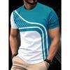 2026 New Men's Casual 3D Print Stripe T-Shirt Round Neck Short Sleeves Tee Shirt Summer Tops Oversized Streetwear Men's Clothing