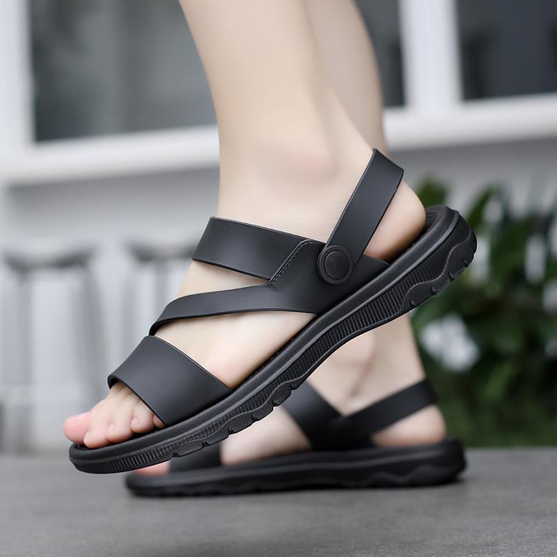 Summer Outdoor Casual Sandals for Men Sport Slippers PU Leather Non-slip Breathable Roman Shoes Beach Flip-Flop Garden Shoes