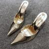 Fashion Sexy High Heels Shoes Woman Pointed Toe Mules Slippers Women Heeled Sandals 2025 Trend Summer Loafers Shallow Pumps Dress Slides