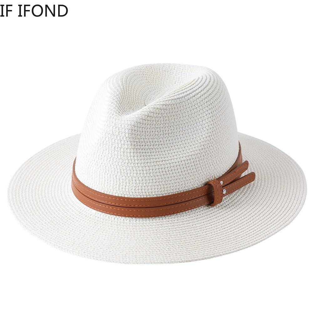 56-58-59-60CM Neuer natürlicher Panama-Strohhut mit weicher Form, Sommerhut für Damen/Herren, breite Krempe, Strand-Sonnenkappe, UV-Schutz, Fedora-Hut
