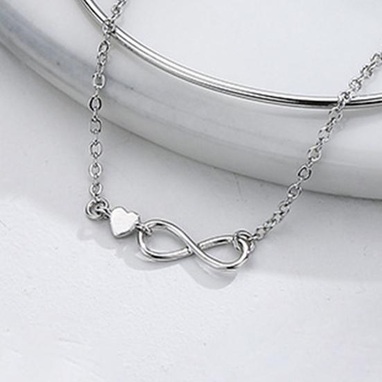 Women Bracelet Double Layer Bright Luster Pendant Everlasting Love Electroplating Anniversary Souvenir Unfading Infinity Charm Bracelet Bangle