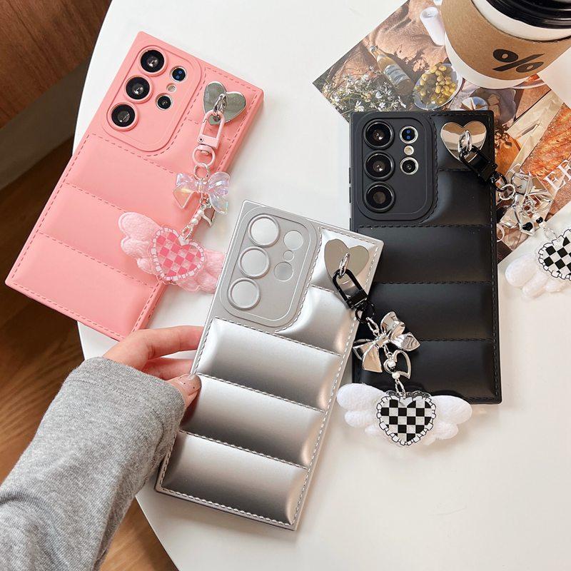 

Чехол-пуховик с подвеской в ​​форме сердца для телефона Samsung Galaxy S24 S23 Ultra S20 FE A71 A51 A72 A52 A32 5G A52S A05S A50 A55 A35 A15, мягкий чехол