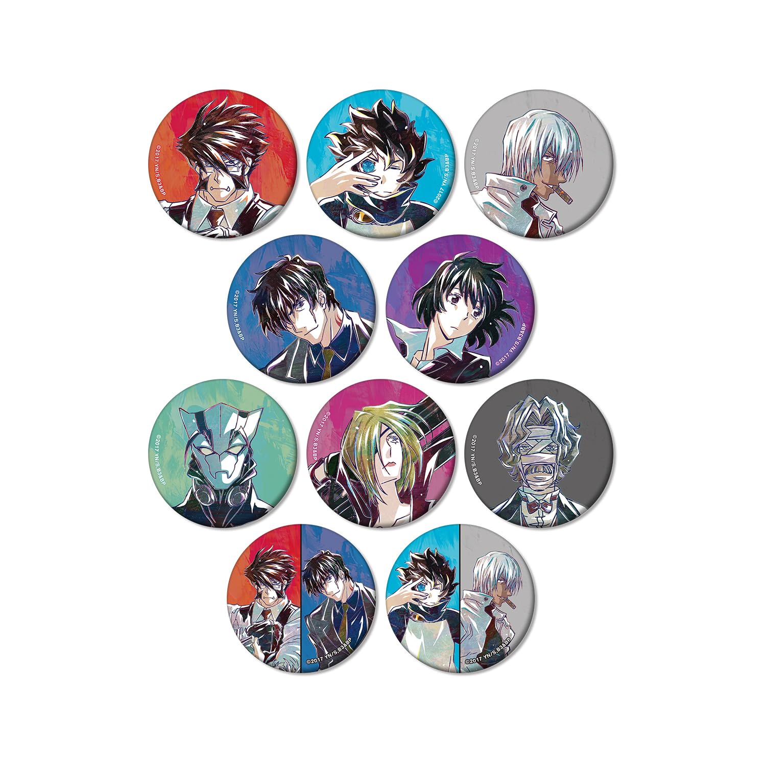 

TV Anime Blockade Battlefront Trading Ani Art 4th Edition Matte Can Badge Box of 10 Blood & Beyond