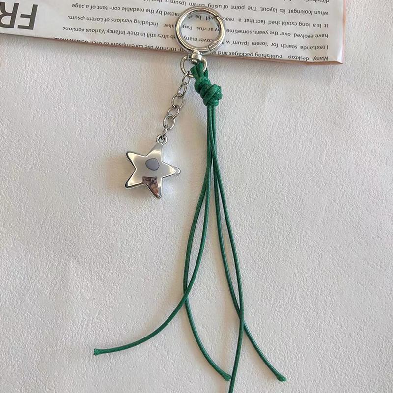 Leather Braided Rope Keychain Star Charm Pendant Keyring  Simple All-Matching Bag Decoration Jewelry Accessories