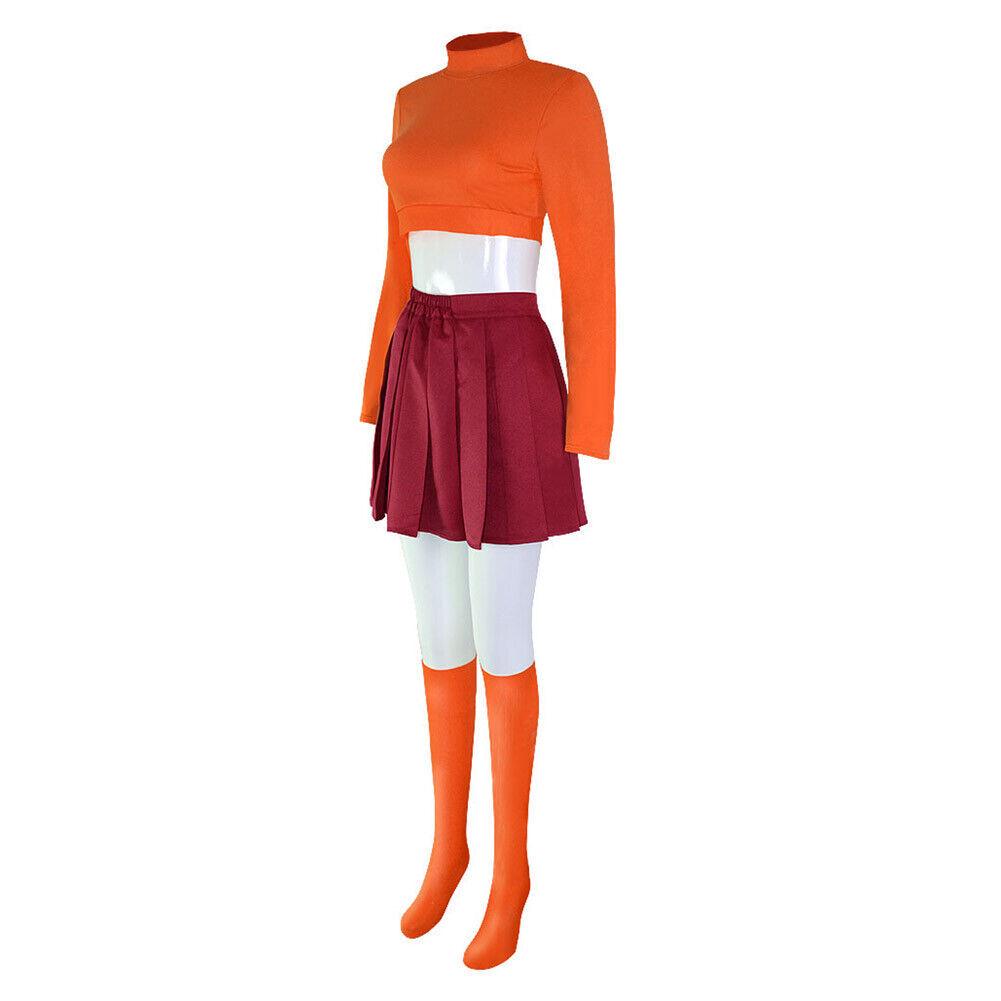 Scooby-Doo Velma Cosplay Costume: Halloween Party with Puff Sleeves