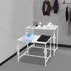 2-Pack White Display Racks - Industrial Retail Shelving Units, Modern Clothing Shoe Display Stands, Carbon Steel Storage Tables