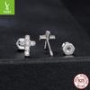 Cross Diamond Moissanite Stud Earrings Women'S Cross-Border Trend 925 Sterling Silver Shine Stud Earrings