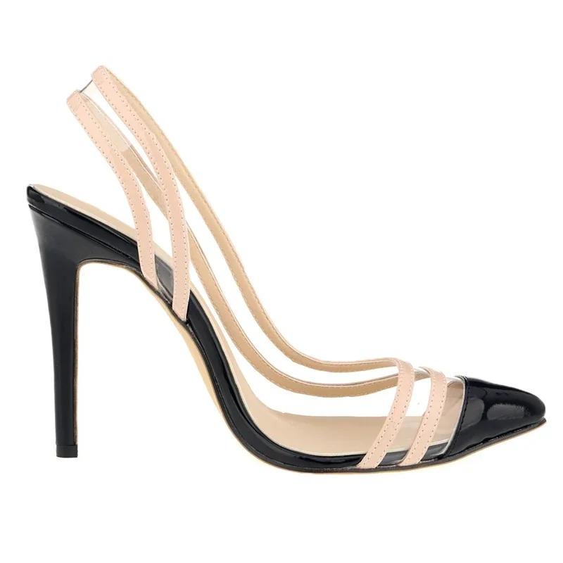 Women Sandals Pumps 11cm Transparent PVC Sexy High Heels Pointed Toe Stiletto  Summer Party Dress Wedding Shoes Plus Size 42