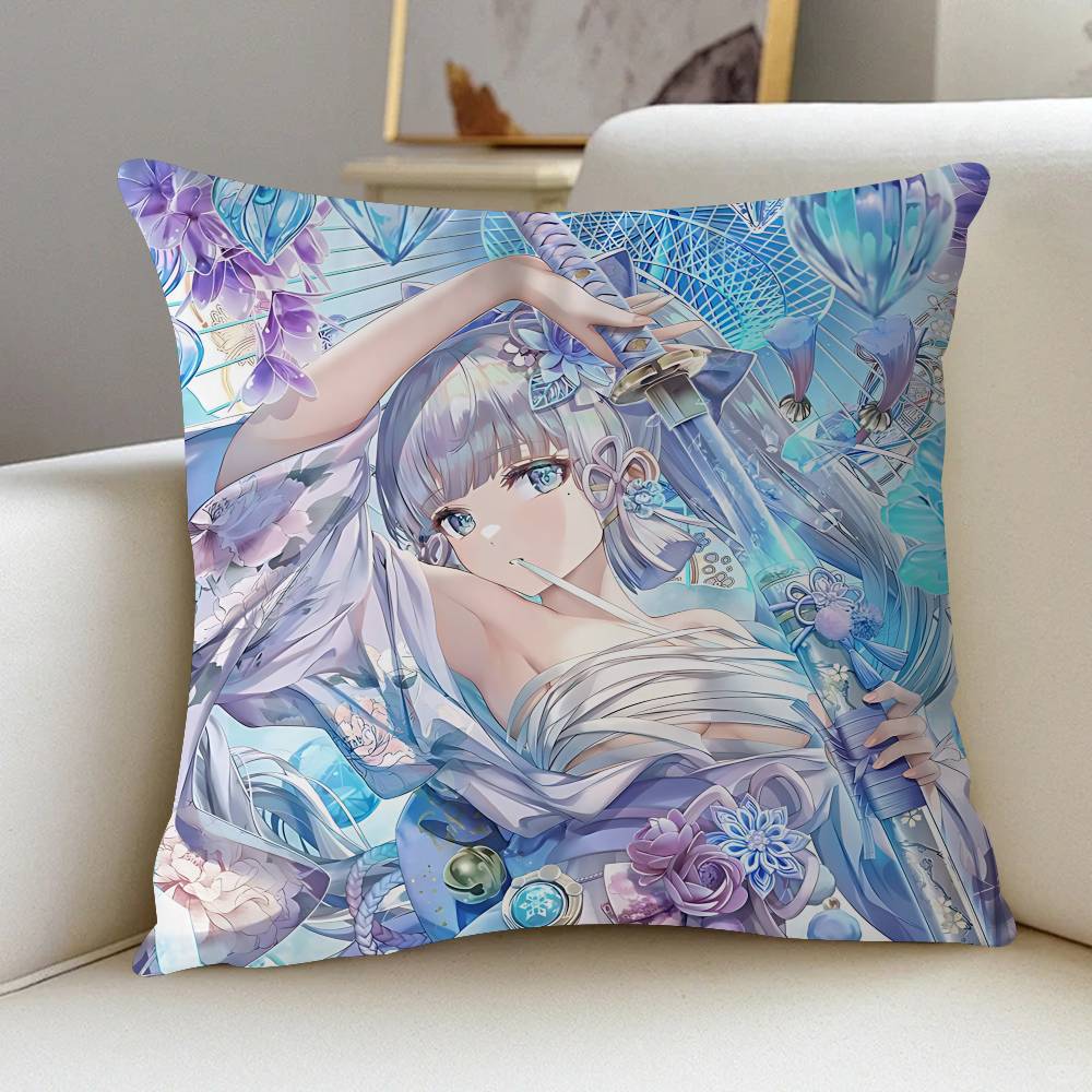 

Kamisato A-Ayaka Cushion Cover Inches Farmhouse Decor Home Throw Pillow Covers For Couch Decorations 12x12Inch