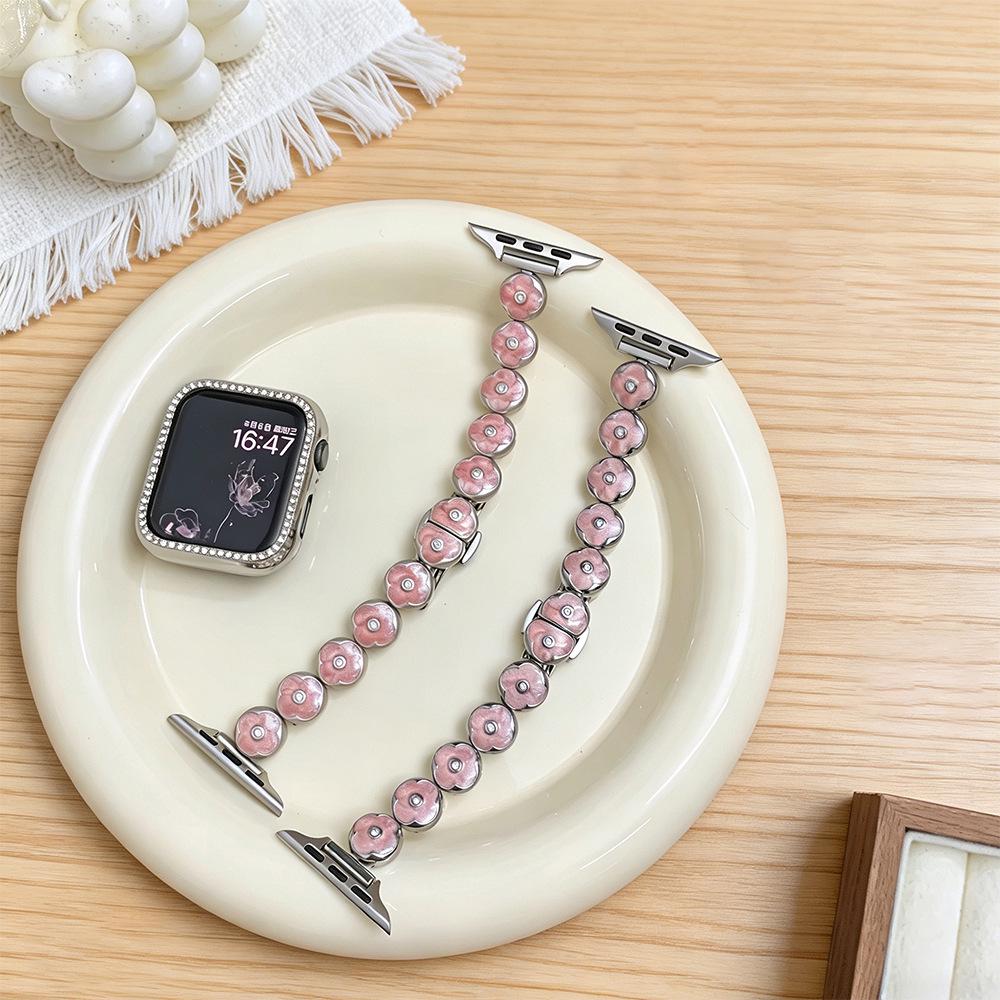 Compatible Bands for Apple S11, iWatch 109876SE, Huawei GT6, Xiaomi 9PRO - Round Bean Drip Glue, Small Flower Design