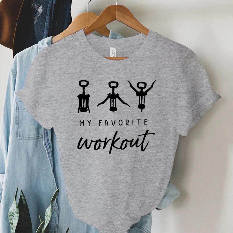 Funny Women Broadcast Gymnastics Tshirt My Favourite Workout Funny Graphic Tee Short Sleeves Casual Harajuku Fashion Tee Shirts
