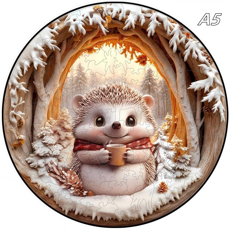 3D Mushroom Village Wooden Jigsaw Puzzle Montessori Games Puzzles Animal Toy Ideal for Adults Children Exquisite Pattern Birthday Present