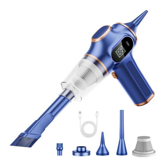 3 In 1 Cordless Handheld Vacuum, 80W Car Vacuum Cleaner with Inflator Blower, USB C Rechargeable, Lightweight Vacuum for Car Home Office Pet Hair