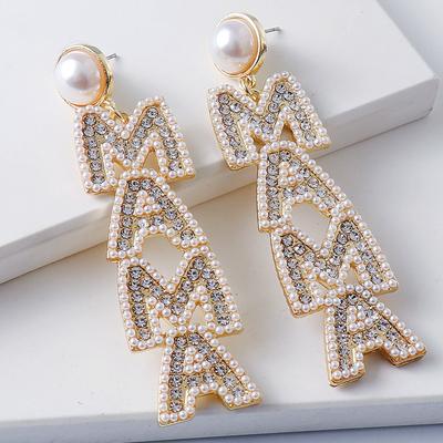 Juran Rhinestone Decor Letter Drop Earrings