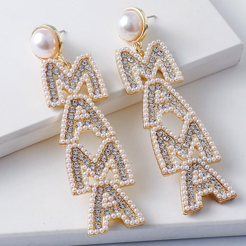 

Juran Rhinestone Decor Letter Drop Earrings one-size