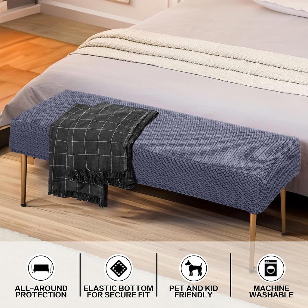 Husă elastică jacquard pentru băncuță de sufragerie pentru sufragerie, anti-praf, detașabilă, husă pentru bancă, lavabilă, protecție pentru scaun