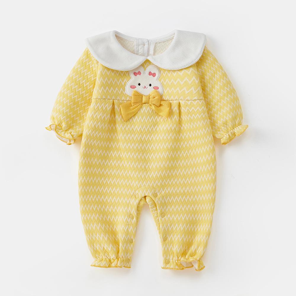 

Quilted Baby Onesie: Warm Autumn/Winter Romper for Newborn Girls Tag 80 жёлтый