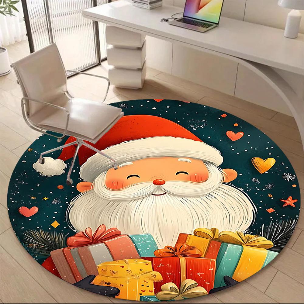 1PC Christmas Gifts Office Round Area Rug, Mat Suitable For Office, Under Office Chairs Bedroom Living Room Home Decor, Room Deco